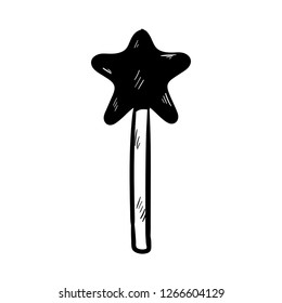 Magic wand doodle icon vector drawing