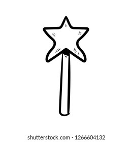 Magic wand doodle icon vector drawing