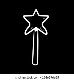 Magic wand doodle icon vector drawing  flat black 