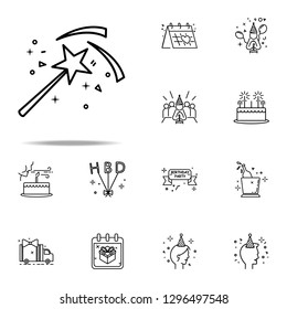 Magic wand dusk style icon. Birthday icons universal set for web and mobile
