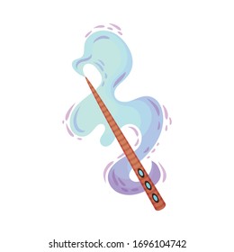 Magic Wand with Fairy Dust and Glow Swirling Around Vector Illustration