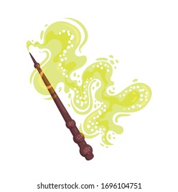 Magic Wand with Fairy Dust and Glow Swirling Around Vector Illustration