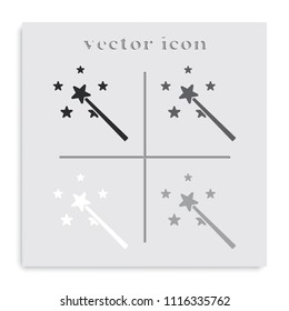 Magic wand flat black and white vector icon.