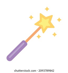 Magic wand flat icon. Cartoon illustration. Vector sign for mobile app and web sites. 