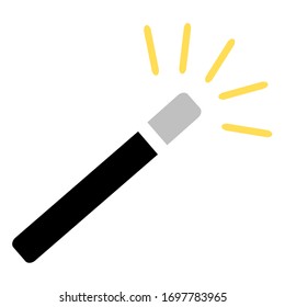 magic wand flat icon- magic wand flat isolated , magician element illustration - Vector magical wand for app and web