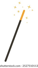 Zauberstab, flaches Symbol einzeln auf weißem Hintergrund.