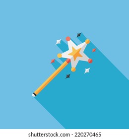 magic wand flat icon with long shadow,eps10