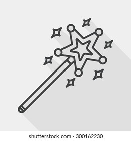 magic wand flat icon with long shadow, line icon