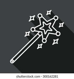 magic wand flat icon with long shadow, line icon
