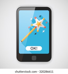 magic wand flat icon with long shadow,eps10