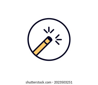 Icono plano de varita mágica. Símbolo de esquema único de alta calidad para diseño web o aplicación móvil.  Señales de línea delgada de vacaciones para el logotipo de diseño, tarjeta de visita, etc. Esquema pictograma EPS10