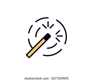 Magic wand flat icon. Single high quality outline symbol for web design or mobile app.  Holidays thin line signs for design logo, visit card, etc. Outline pictogram EPS10