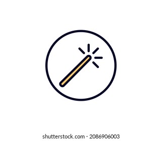 Magic wand flat icon. Single high quality outline symbol for web design or mobile app.  Holidays thin line signs for design logo, visit card, etc. Outline pictogram EPS10