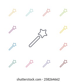 magic wand flat icons set. Open colorful buttons 