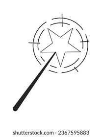Magic wand flat monochrome isolated vector object. Witchcrafting. Magic tricks. Star on stick. Editable black and white line art drawing. Simple outline spot illustration for web graphic design