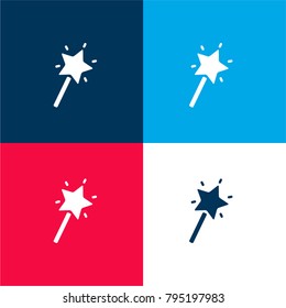 Magic Wand four color material and minimal icon logo set in red and blue