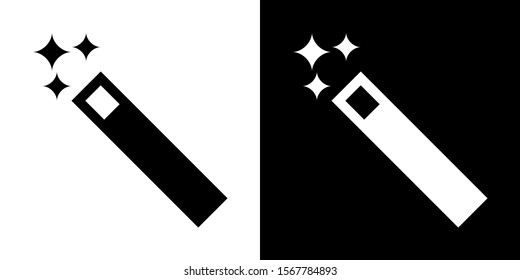 Magic Wand. Glyph Icon in White and Black Version.