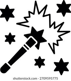 Varita mágica Glifo Estilo Icono Diseño