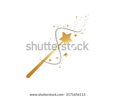 magic wand with gold sparkle vector illustration on white background