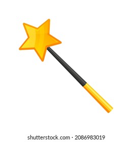 varita mágica con estrella de oro sobre fondo blanco. Vector