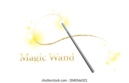 A magic wand with golden shimmer. on a white background. Amazing concept. vector illustration.
