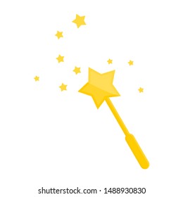 magic wand with golden magic star trace for funny magical decoration design isolated on white background. vector illustration 