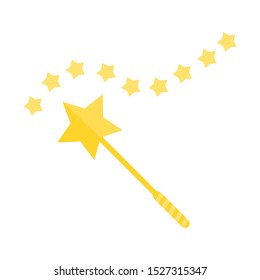 magic wand with golden magic star trace for funny magical decoration design isolated on white background. vector illustration 