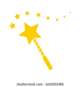 magic wand with golden magic star trace isolated on white background. vector illustration 