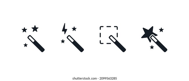 Magic wand graphic editing tool icon set.