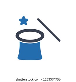  Magic wand and hat icon