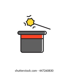 Magic Wand and Hat Line Icon