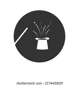 magic wand and magic hat logo illustration design