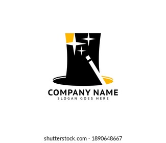 Magic wand and hat logo template design