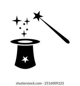 Magic wand and hat magician icon vector trendy