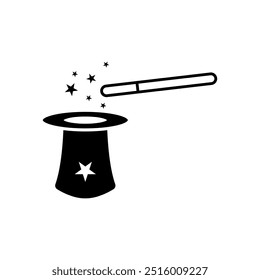 Magic wand and hat magician icon vector trendy