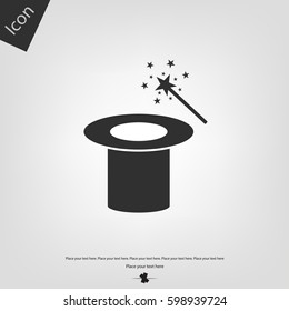 Magic wand and hat vector icon