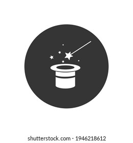 Magic wand and hat white icon vector