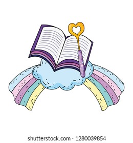 magic wand with heart and rainbow