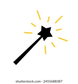 Magic wand icon. Attribute of a wizard or fairy. Item for spell, magic or witchcraft.