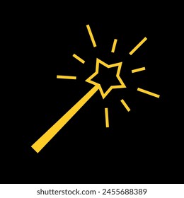 Magic wand icon. Attribute of a wizard or fairy. Item for spell, magic or witchcraft.