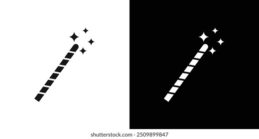 ícone de varinha mágica Conjunto de logotipo de vetor de arte de linha preta
