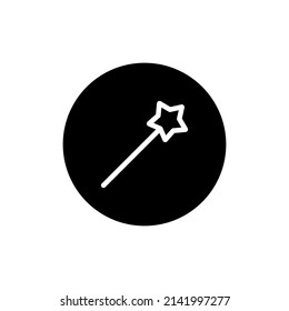 Magic wand icon in black round