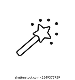 Magic wand icon black and white vector outline sign