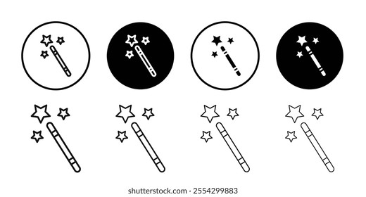 Magic wand icon Black and white outline vector