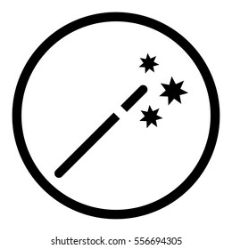 Magic wand icon in circle on white background