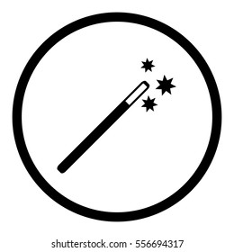 Magic wand icon in circle on white background