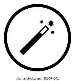Magic wand icon in circle on white background