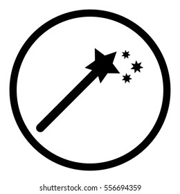 Magic wand icon in circle on white background