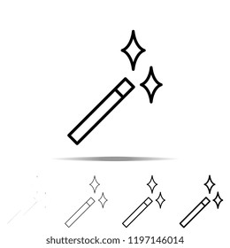 magic wand icon in different shapes, thickness. Simple outline vector of web for UI and UX, website or mobile application