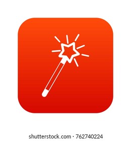 Magic wand icon digital red for any design isolated on white vector illustration